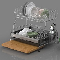 ENEX 簡易雙層碗盤瀝水架, 黑色