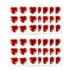 愛心水鑽寶石貼紙, 10個, 紅色