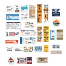 飛機登機牌貼紙套組 29, 混色, 1套
