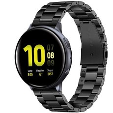 Hamate Galaxy Active 1/2/Watch3 20mm 金屬錶帶（兼容 40/41/42mm）+ 工具組, 黑色的, 1套