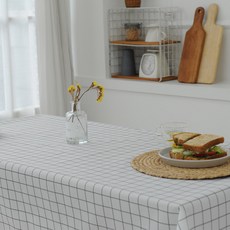 日常防水桌巾, Vans 格紋（灰+白）, 2 人 (105 x 105 厘米)