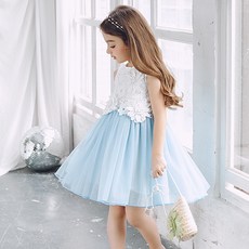 Noble Angel 女童花卉蕾絲無袖連身裙 No 284