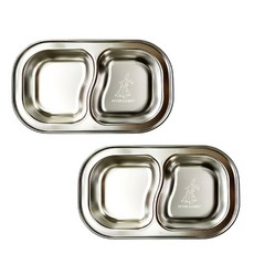 彼得兔圖案孩童雙格不鏽鋼盤, 銀色, 2入