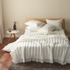 Nelsono Sheri純棉床罩+床墊+枕頭套 2入組, 白色