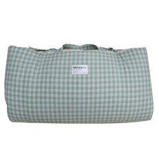 孩童幼稚園用四季款30支棉質格紋枕墊被3件組, 薄荷綠