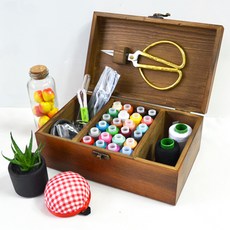 木箱縫紉針線盒組, 棕色（蒲公英）, 1套