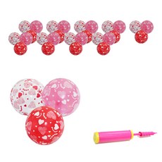 NEOTEX 愛心印花氣球 30cm 30入 + 手動打氣筒, 隨機出貨, 1套