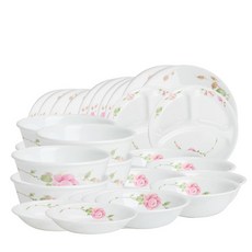 Corelle 康寧 6人份玫瑰印花碗盤組 28入, 混色, Air 6p + Dish 6p + Front 6p + Medium 4p + Dish 2p + Cold Small 2p + Samjeol Dish 2p