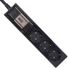 DAESUNG 3孔圓形插座 HT706 黑色, 1.5m, 1個