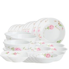 Corelle 康寧 6人份玫瑰印花碗盤組 29入, 混合顏色, 空氣 6p + 碗 6p + 前盤 6p + 小盤 4p + 中盤 3p + 2p 方形沙拉球