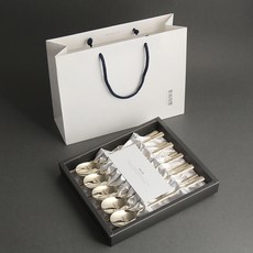 Inspoon 韓國製造不鏽鋼餐具組 5人份, 四君子 梅(鍍金), 湯匙 5支 + 筷子 5雙 + 高級紙盒 + 購物袋, 1組