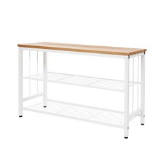 HOME&HOUSE 櫸木穿鞋凳收納鞋架 白色, 1個