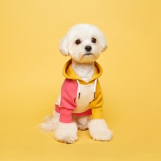 Flot 拼色連帽狗狗衣服, 黃色亮粉紅