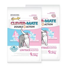 클레버메이트 응고형 고양이 모래 더블액션 로우트랙 씬티드, 2개, 9.5kg
