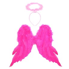 LivingDA 派對專用天使翅膀+天使光環髮箍組, 粉色