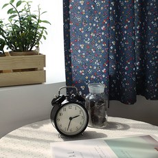 Goldyan復古三色堇小窗窗簾 2入 + 窗簾綁帶, 海軍藍