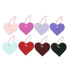 Donna&deco 르샤 心形吊牌 25p x 8款 + 20m 紅色麻繩組合, 混合顏色, 1套