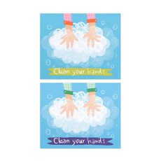 Clean Hands 貼紙 7.6 x 6.2cm 50入 x 2款組, 混色, 1套