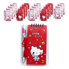 VIC DREAM Hello Kitty Plus 數據備忘錄筆記本+圓珠筆套裝隨機出貨, 紅色, 粉色, 20套