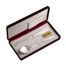 Inspoon 孩童壓紋湯匙+扁筷子, 混色, 1組, 湯匙+筷子