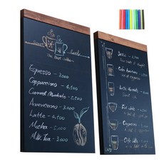 GGUN'S 立體型菜單黑板 黑色 NO110 2入 + 12色Crayola粉筆 + 畫框掛勾組, 木頭