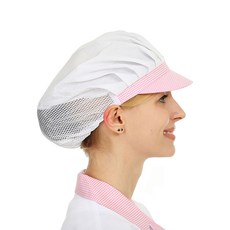 TEAM COOK 半網眼衛生帽 TSCF-503 FREE, 格紋粉紅色, 5個