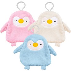 brisa 壁掛式企鵝造型擦手巾 33g, 象牙色、粉色、藍色, 3個