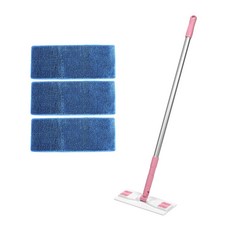 A-Clean 平板拖把清潔器 白色 + 粉紅色 小型 25cm + 環狀拖布墊 藍色 3入組, 1套