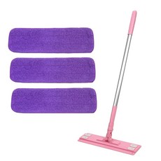 aclean 清潔推拖 粉紅色 + 紫色超細纖維拖布 3片, 1個