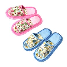 Etien 超細纖維清潔拖鞋粉色+藍色套組, 1套, 粉色,藍色