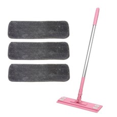 A-Clean 清潔拖把 中型 粉紅色 + 灰色環狀拖布 3入, 1套