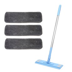 aclean 中型清潔拖把 天空藍 + 灰色環狀拖布 3片, 1套