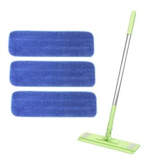 aclean 中型清潔平板拖把 + 藍色圈絨拖布 3片, 1套