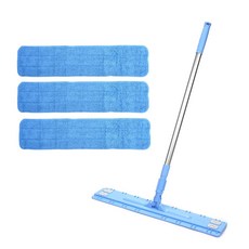 aclean 大型清潔拖把 天空藍 + 超細纖維拖布墊 3入, 1套