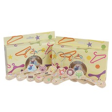 BeBeHook 優質孩童新款恩芳人物松木衣架 6 件套, 獅子、青蛙、鹿、大象、泰迪熊、長頸鹿, 1套