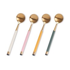 보겐 카라 티스푼 4종 세트 골드, 화이트, 핑크, 비타민, 올리브, 1세트