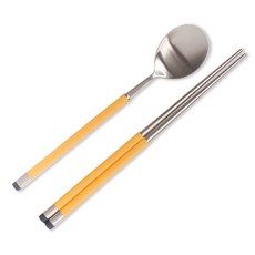 Bogen Kara 1人餐具組 銀色 維他命色, 1套, 湯匙 + 筷子 1副