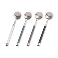 Bogen Kara 茶匙4件組 銀色, 1套, 白色/橄欖色/炭灰色/黑色
