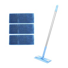 A-Clean 推桿式拖把 天空藍 小型 + 環狀拖布墊 藍色 3入, 1套
