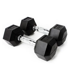 바디스톤 육각 고무 아령 블랙 8kg, 2개