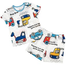 Maykids 童款汽車印花緹花5分褲家居套裝