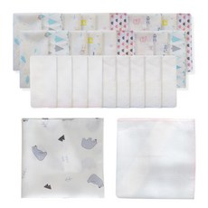 BABY&I 棉質印花手帕 20入+素色手帕 10入