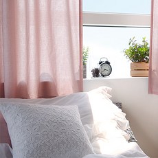 Gold Yarn櫻花染色小窗簾 2入+窗簾繩組, 粉色