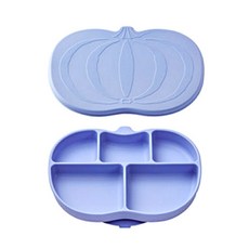mommy's table 嬰兒吸盤式餐盤+餐盤蓋, 藍色, 餐盤+蓋子