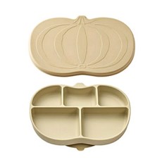 mommy's table 嬰兒吸盤式餐盤+餐盤蓋, 燕麥色, 餐盤+蓋子