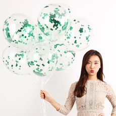 파티해 메탈릭 컨페티풍선 20p + 손펌프 랜덤발송 +컬링리본 + 스펀지닷 세트, 그린, 1세트