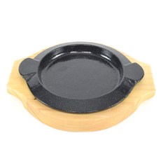 麥飯石圓形牛排盤 2號+木板, 混色