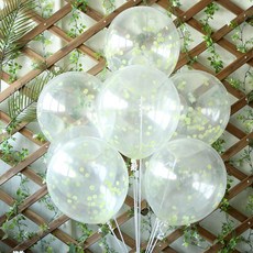 PARTYHAE 圓形亮片氣球 20入 + 手動打氣筒 隨機出貨 + 緞帶 + 海綿點膠 套組, 萊姆綠, 1套