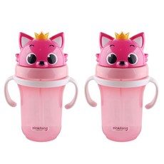 aizoum 碰碰狐造型立體吸管水瓶 2入, 混色, 300ml