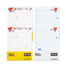 BT21 手帳行程貼紙 2款 x 2張套組, 1套, 14張